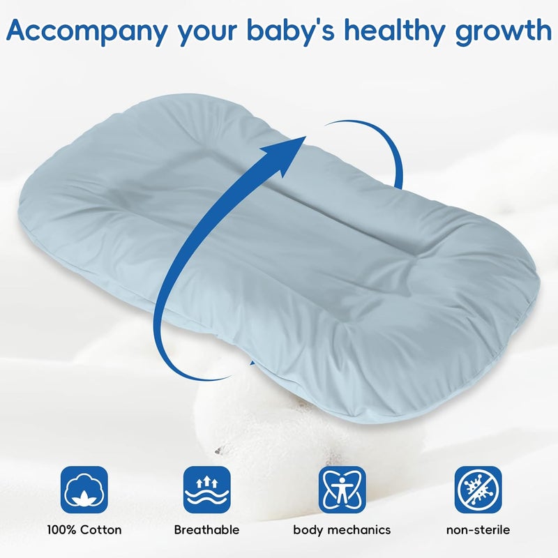 Loevin Baby Lounger for Newborn,Baby Nest for Newborn Soft Cotton Breathable for Playtime & Relaxation,Flat Babies Essentials Gifts Newborn Lounger for Boys & Girls 0-12 Months(Misty Blue) - Image 4